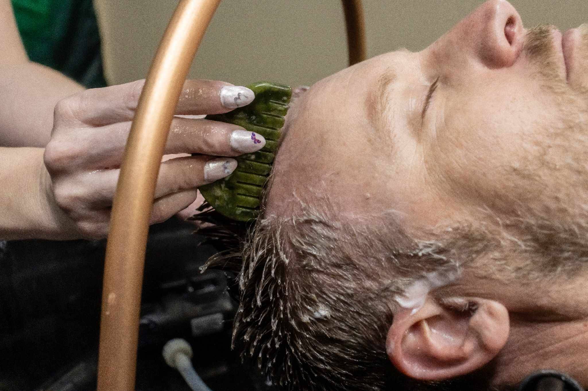 Head spa scalp treatment at BlueWave Lashes in Sandy, Utah